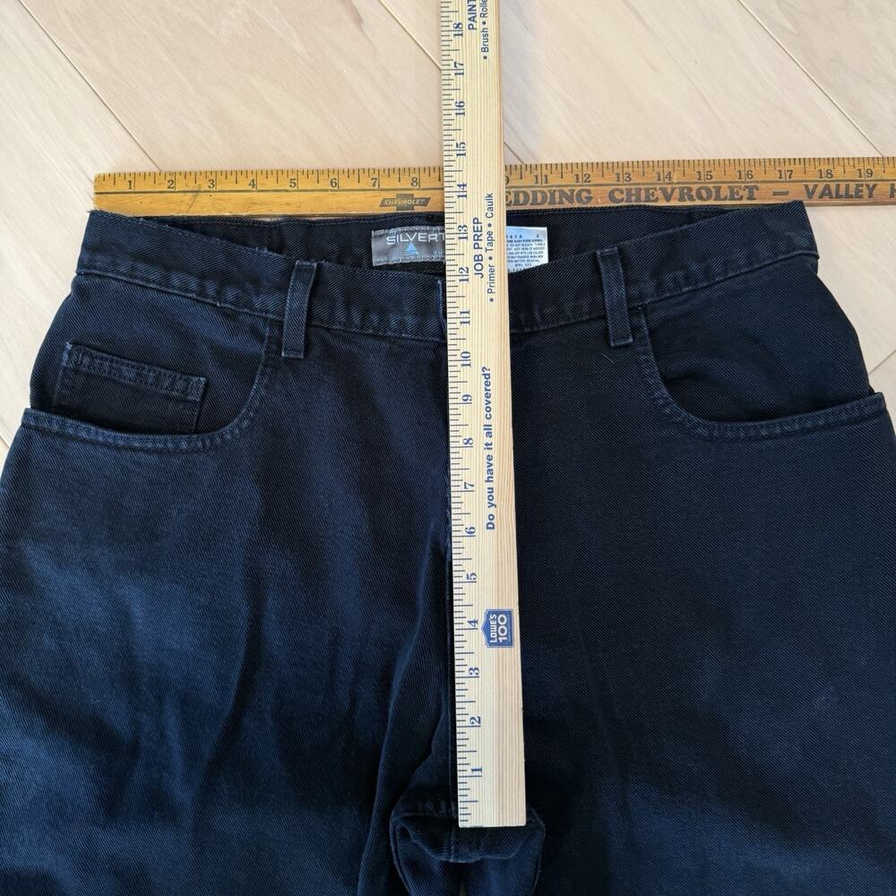 Vintage Levis Silver Tab Jeans 34 Black Baggy Wide Leg Skater 90s Streetwear - Picture 7 of 11